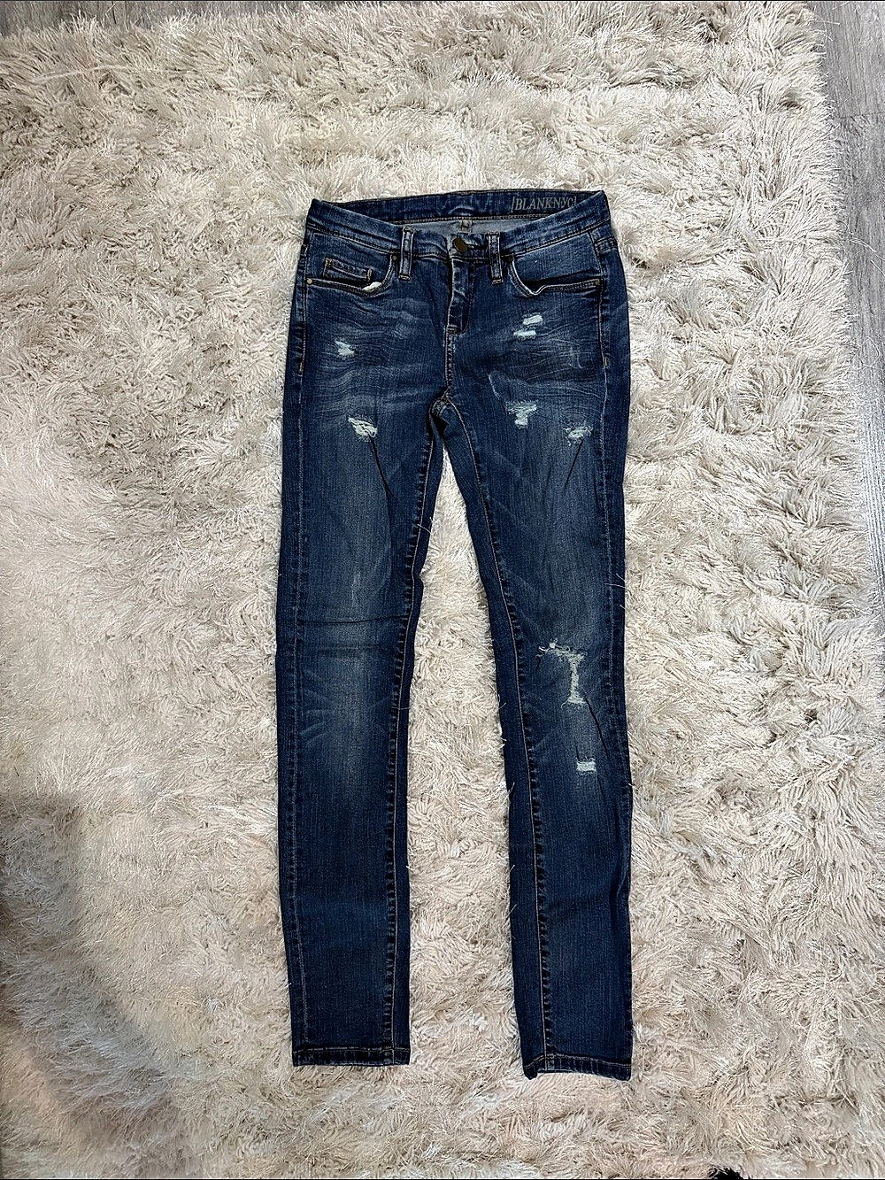 Blank NYC Distressed Skinny Jeans in Blue Waist 26